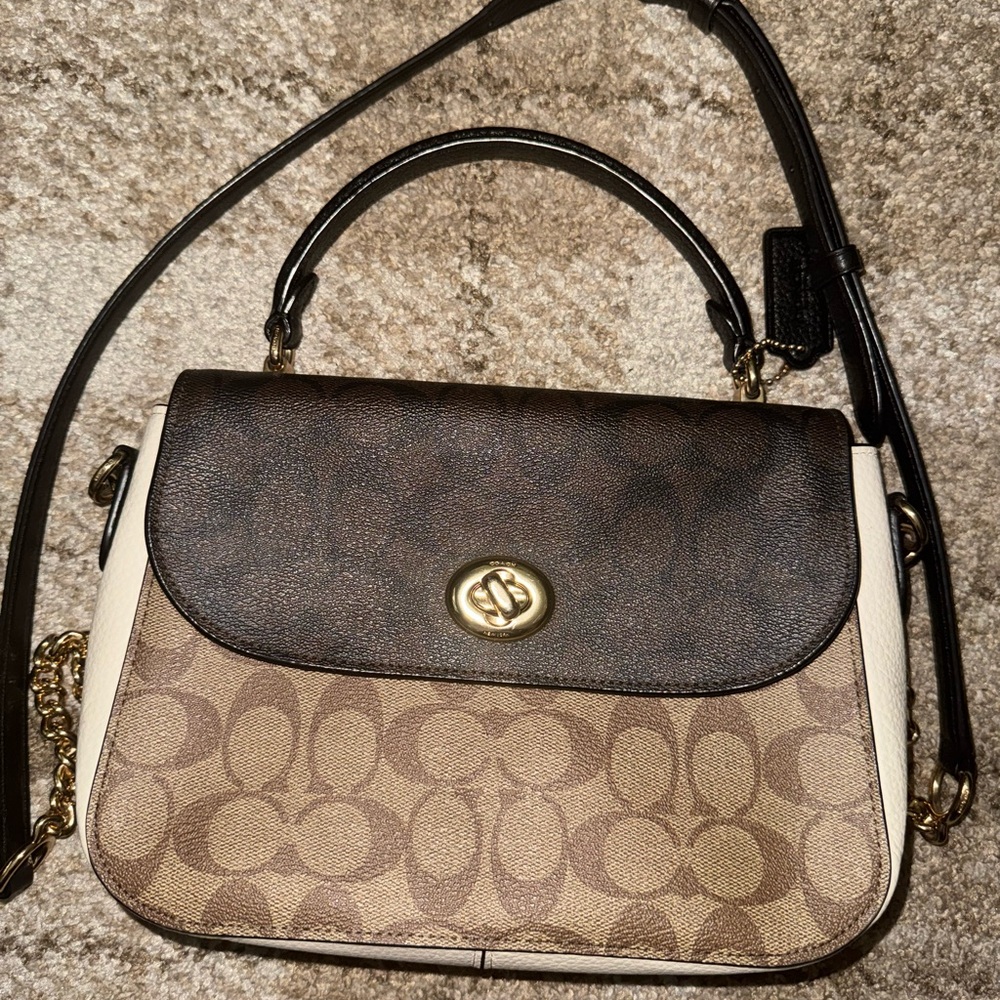 Coach Brown and Cream Crossbody Bag